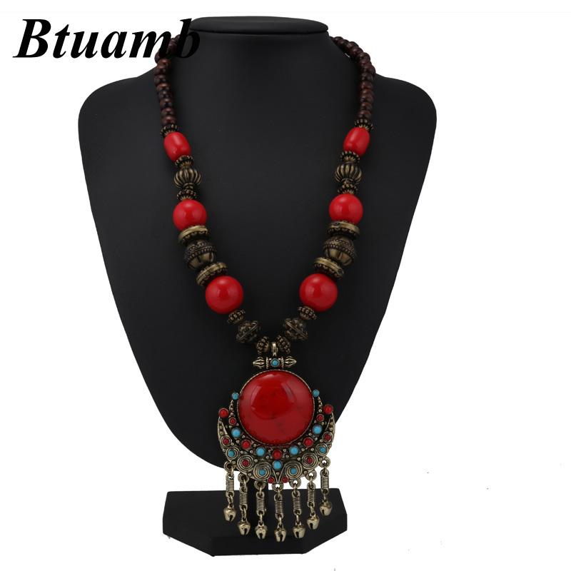 Chokers Btuamb Vintage Bohemia Bell Tassel Statement Necklaces For Women Jewelry Ethnic Beads Chain Long Sweater Pendant
