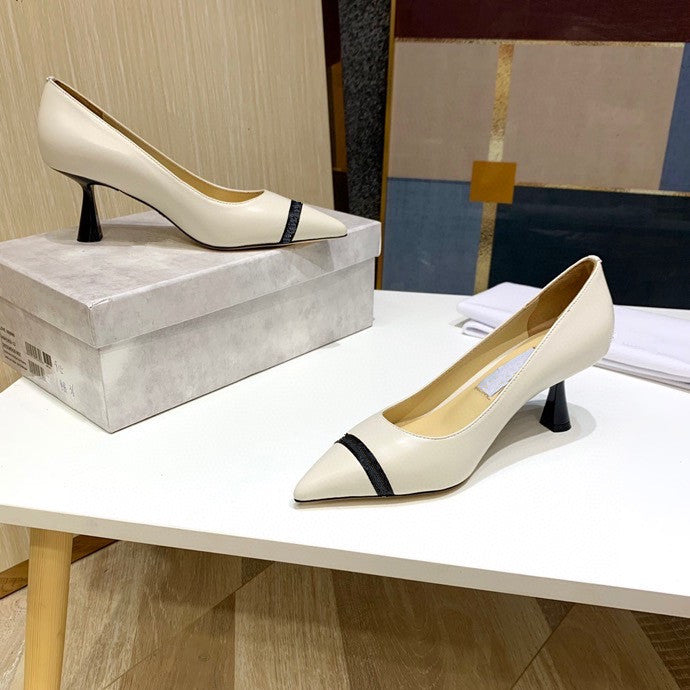 2021 fashion high heels for women party wedding triple black nude yellow pink glitter spikes Pointed Toes Pumps Dress shoe