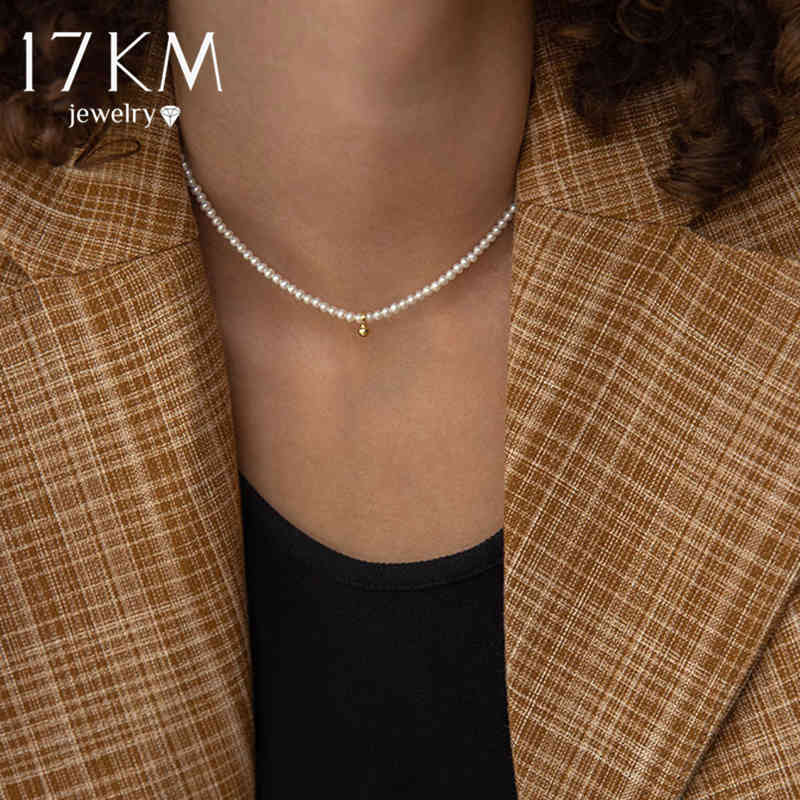17km Fashion Bead Choker for Women Elegant Simple Pearl Pendant Necklace Wedding Jewelry 2021