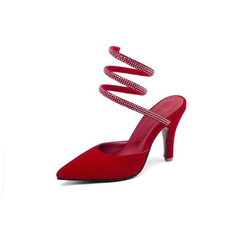 Sandals Big Size 13 14 15 16 17 18 19 High Heels Women Shoes Woman Summer Ladies Pointed Water Drill Thick With