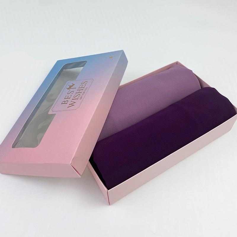 Scarves Luxury Scarf Box Gift For Female Headband Muslim Hijabs Chiffon Hijab Plain Wrap Solid Color Shawls Foulard