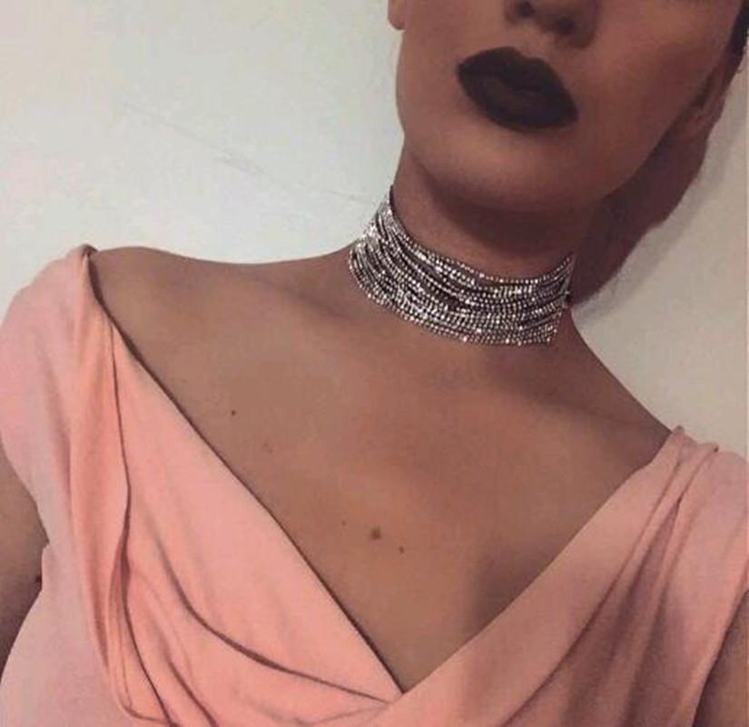 Chokers MFU 2021 Summer Fashion Crystal Gold Color &Silver Chain Tassel Star Choker Necklace For Women Necklaces & Pendan