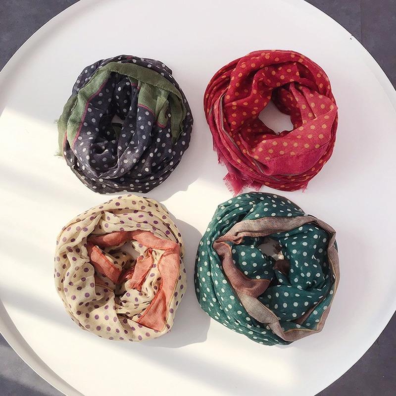 Scarves Winter Wave Point Cotton Small Tassel Lady Scarf Shawl Bufanda Mujer 2021 Autumn Women Fashion Long