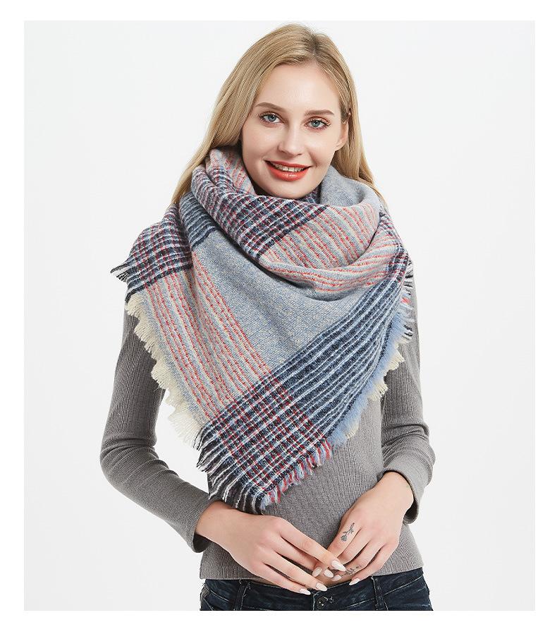Scarves Women Double-sided Color Lattice Wool Scarf Ladies Female