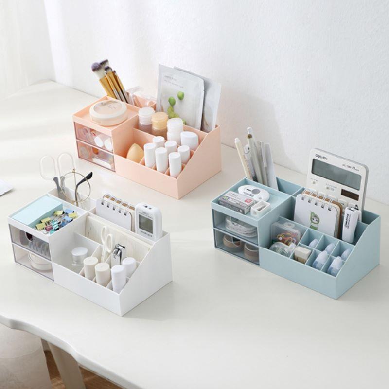 Makeup Storage Case Nail Polish Rack Lipstick Cosmetic Holder Organizer Space-saving Desktop With Drawer