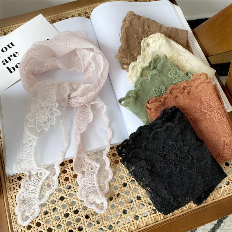 Scarves Triangle Lace Face Hair Head Wrap Scarf Women Accessories Neck Decoration Neckwear Handkerchief Headband Shawl White