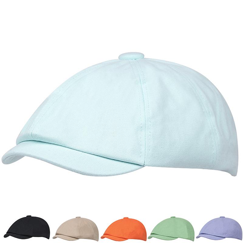 Berets Candy Color Beret Casual Wild Men&#039;s Sboy Hat Octagonal Cotton Solid Women