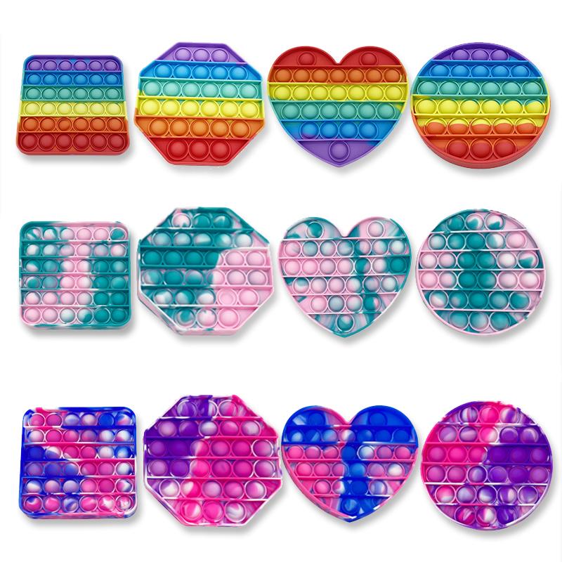Keychains Pops It Reliver Stress Toy Adult Child Rainbow Push Bubble Relieve Sensory To Autism