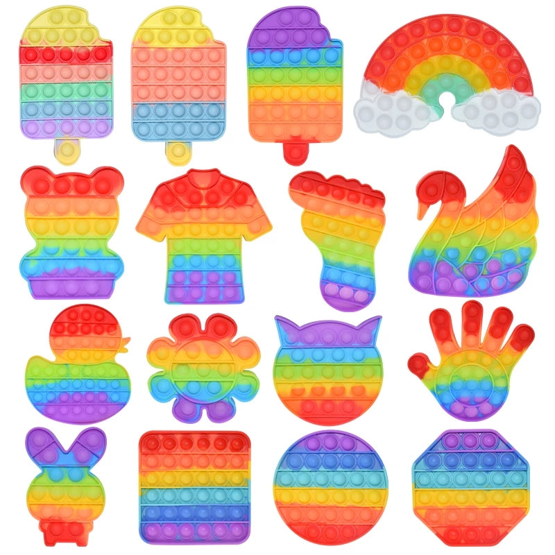 2012 Pop Fidget Reliver Stress Rainbow Push It Bubble Antistress Toys Adult Children Sensory To Relieve Autism Free