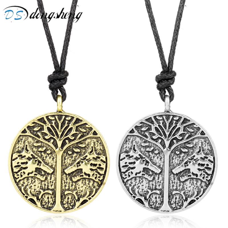 Pendant Necklaces Dongsheng Inspired Iron Banner Necklace Fashion Rope Chain Peace Tree Wolf Round Choker