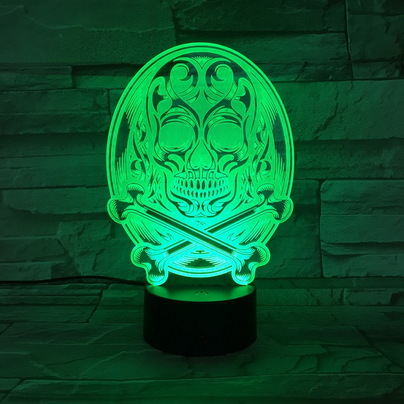 LED Skull Plug In Acrylic Nightlight Decorative 3D Night Light Halloween Kids Desk Lamp Party Friends Gift Decor Smart Phone Color Control