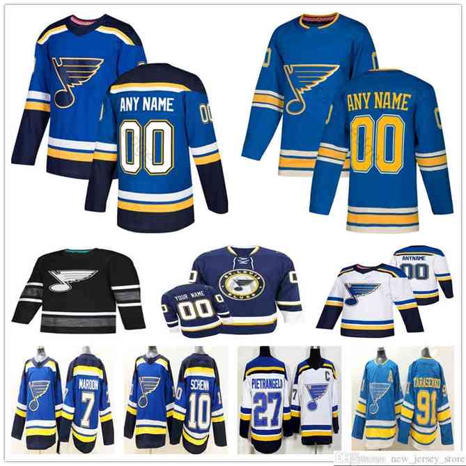 96 Custom St. Louis Blues #17 Jaden Schwartz 55 Colton Parayko 57 David Perron 29 Vince Dunn Men Women Kids Youth Hockey Jerseys