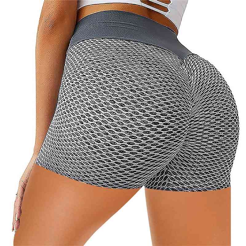 Capris shorts peach hip Fitness Yoga Pants high waist jacquard honeycomb bubble tights