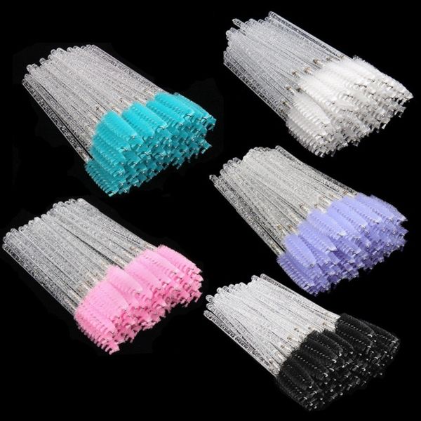 makeup brushes White Crystal Glitter Eyelash Mascara Wands Mini Colorful Eye Lashes Spoolie Brush Eyebrow Comb Beauty Tools