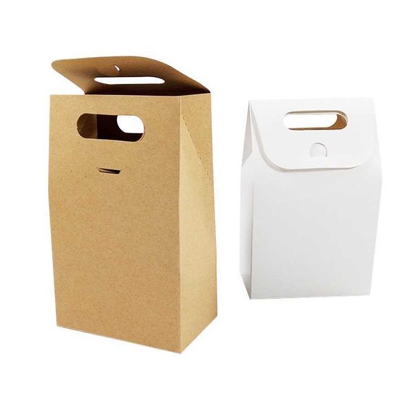 30 Pcs-lot Kraft Paper Bag Blank Birthday Gift Boxes Brown & White for Shops Candy Cake Dessert Wedding Party Supplies 210724