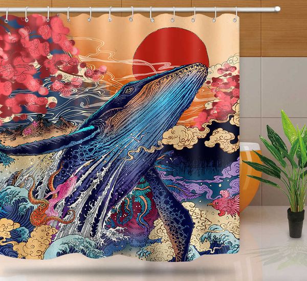 MTMETY Japanese Bath shower curtain Geisha Surf Bath Screens Curtains in the bathroom Samurai style shower curtain For bathroom 210609