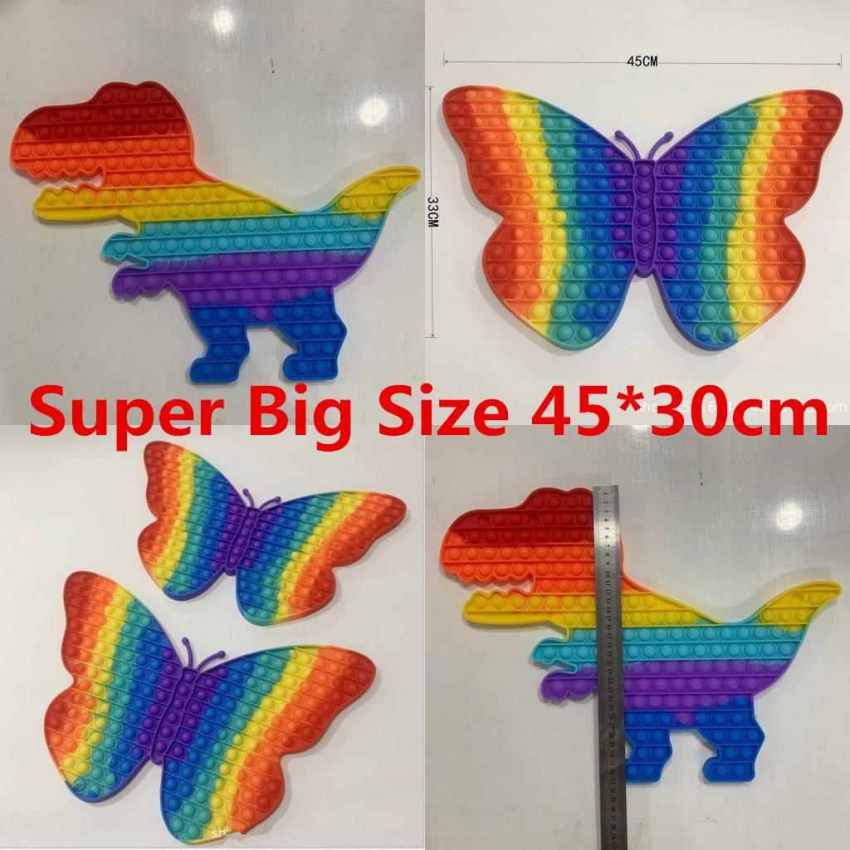 45cmx30cm Super Big Size Fidget Toy Rainbow Dinosaur Butterfly Push Bubble Toys Stress Relief Autism Needs Kids Gifts Fast delivery HJ09