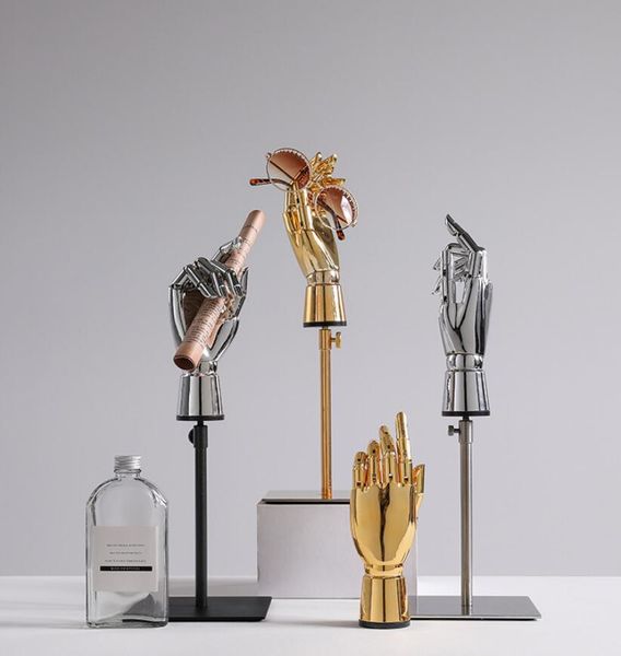 Electroplated hand model props Commercial Furniture window display gold and silver joint artificial hands models clothing shop studio decora