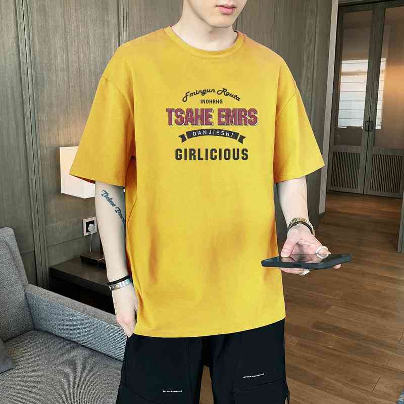 Summer short sleeve T-shirt trend men&#039;s fashion youth thin loose comfortable casual cotton top