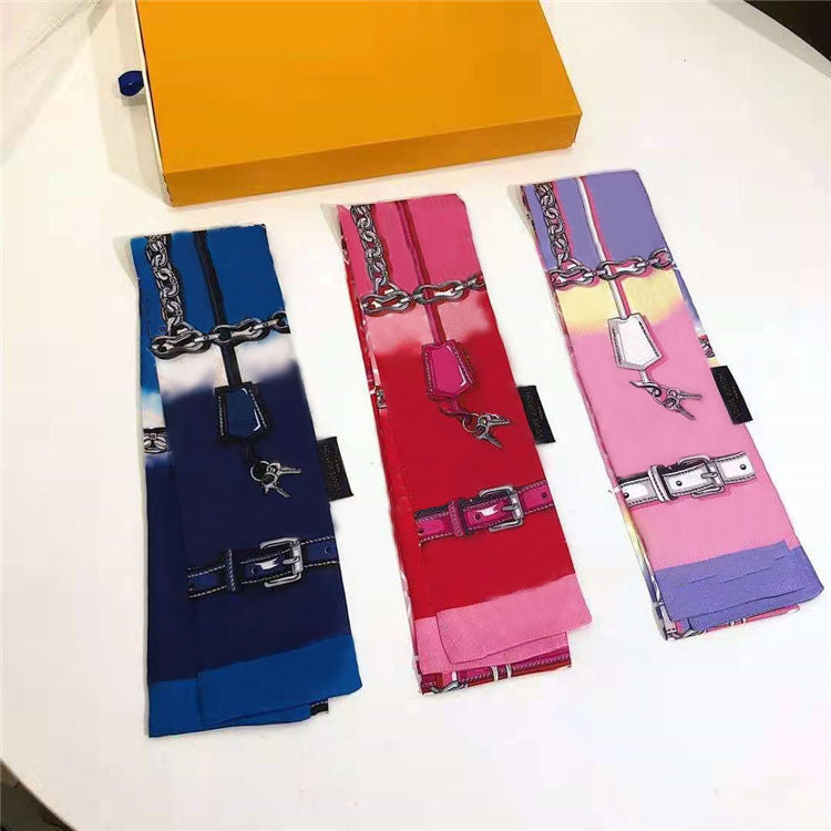 Luxury brand women&#039;s fashion scarves designer headband classic handbag scarf high quality silk material size 8*120cm