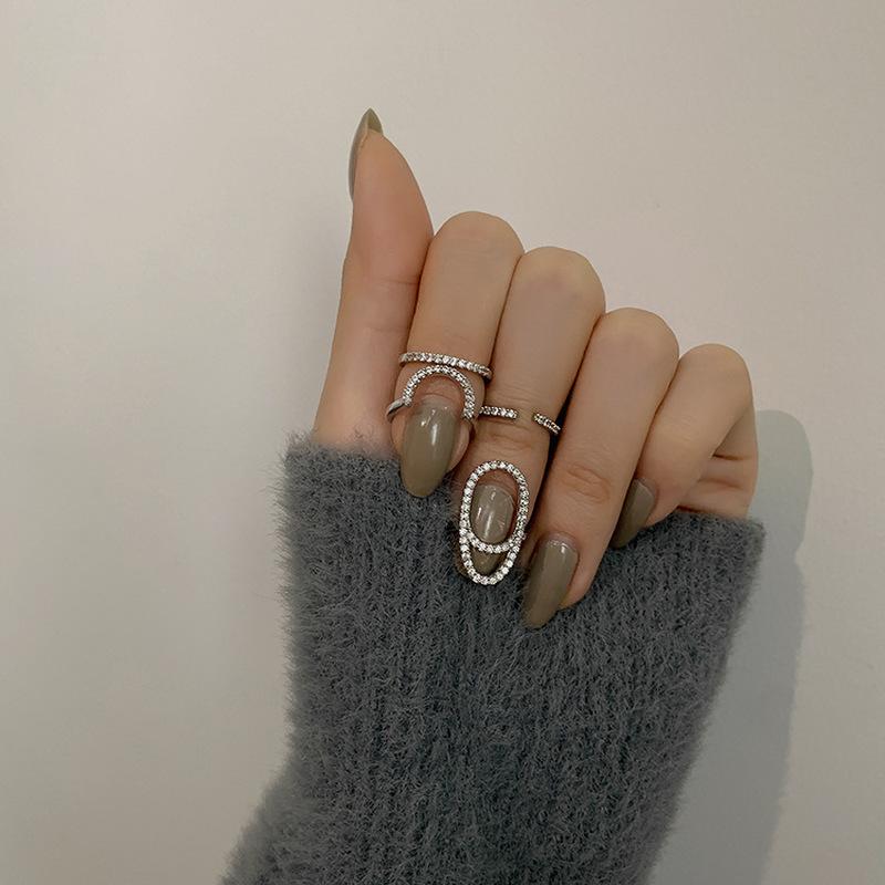 Cluster Rings LOVOACC Personality Sparkly Rhinestone Hollow Irregular For Women Mujer Silver Color Alloy Geometric Charm Ring Jewellery