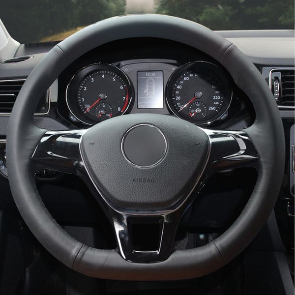 Handsewing Black Artificial Leather Steering Wheel Covers for Volkswagen VW Golf 7 Mk7 New Polo Passat B8 Tiguan Sharan Jetta