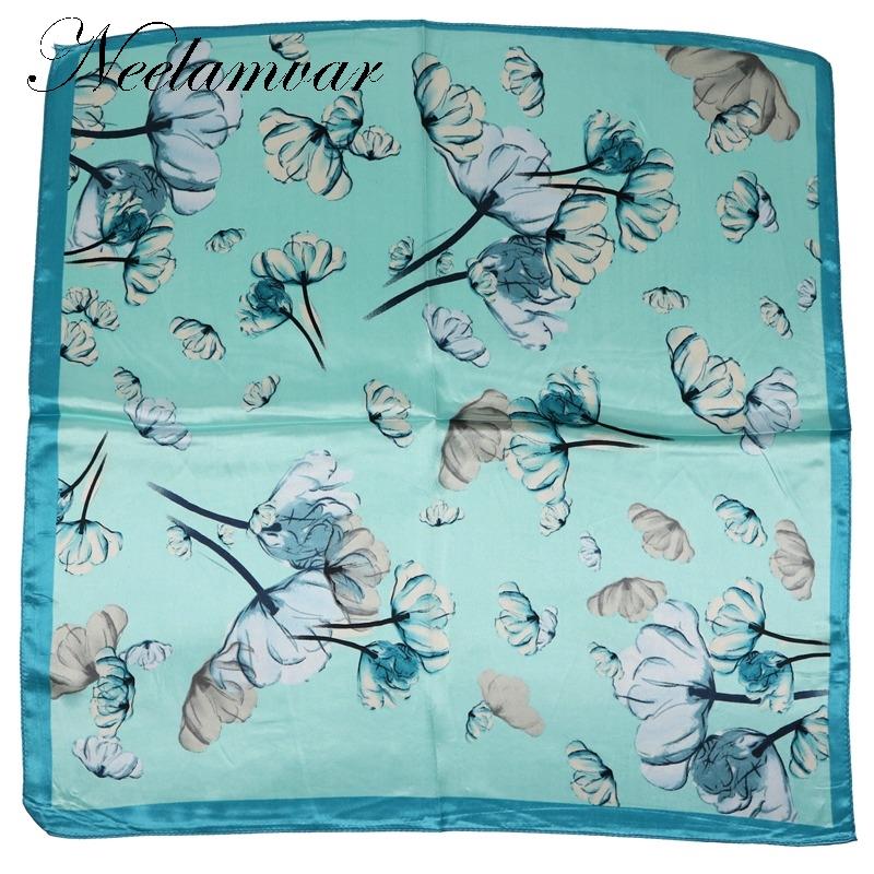Scarves Spring Summer Scarf Women Silk Square Ladies Neckerchief Foulard Female Bandana 60*60CM Elegant Headscarf Handkerchief
