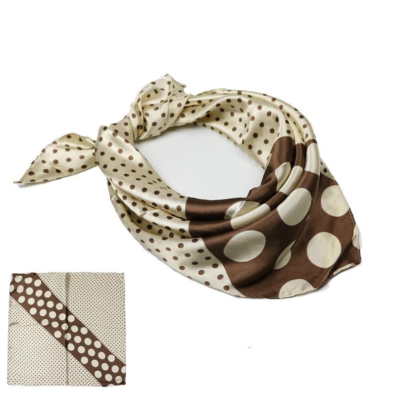 Scarves Dot Square Silk Scarf Fashion Circle Pattern Female Luxury Shawl Girl Gifts For Professional Women 2021