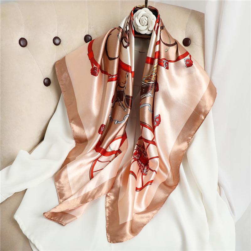 Scarves Square Scarf Fashion Silk Shawl Neckerchief Female Head Wrap For Women Satin Hair Bands Hijab Pashmina Bandana Headband 2021