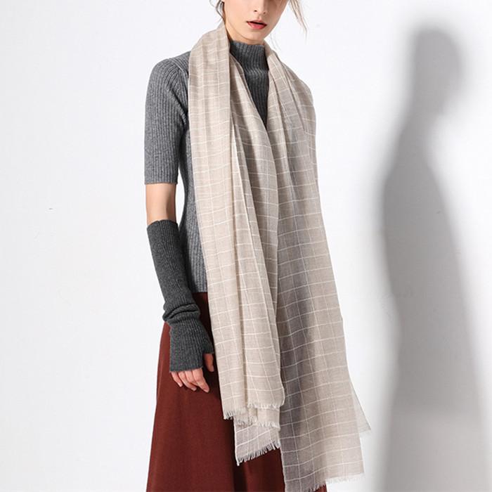 Scarves 100%goat Cashmere Women Fashion Thin Plaid Scarfs Shawl Pashmina 90x200cm 4color