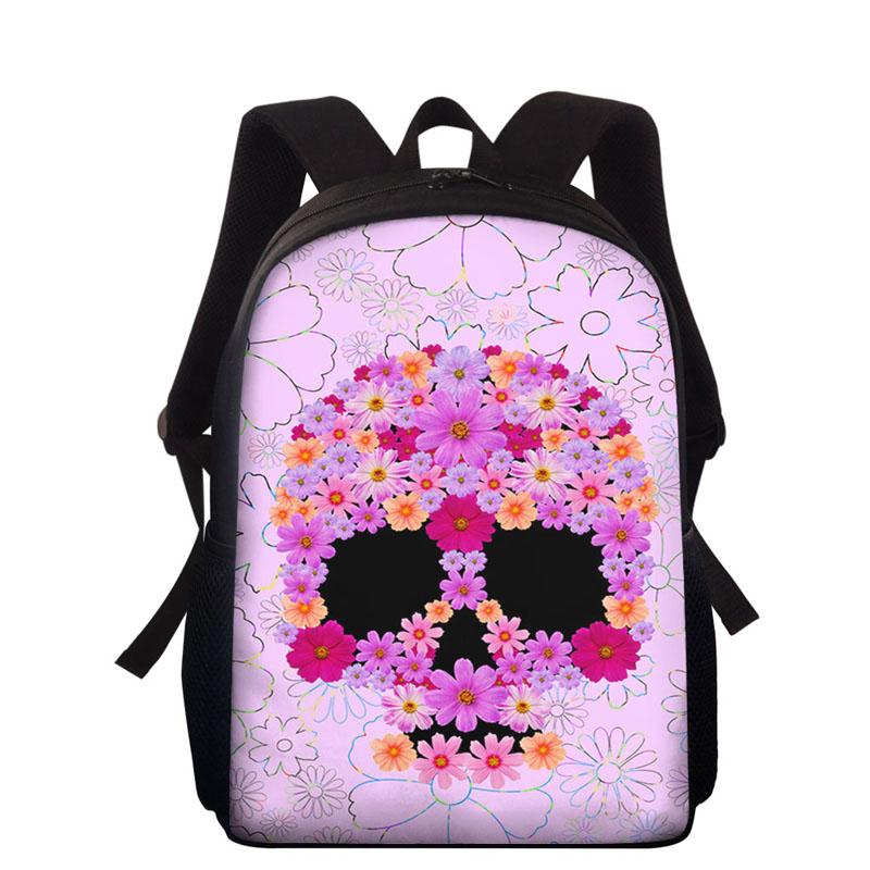 School Bags Kids Backpack Fashion Flower Skull Pattern Backpacks Mochila Infantil Bag Children Book Student Bagpack