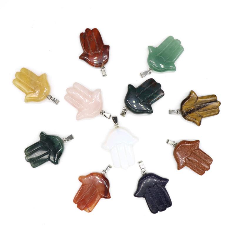 Pendant Necklaces Natural Crystal Classic Fatima Hand Necklace Men&#039;s And Women&#039;s Jewellery DIY Sweater Chain Accessories