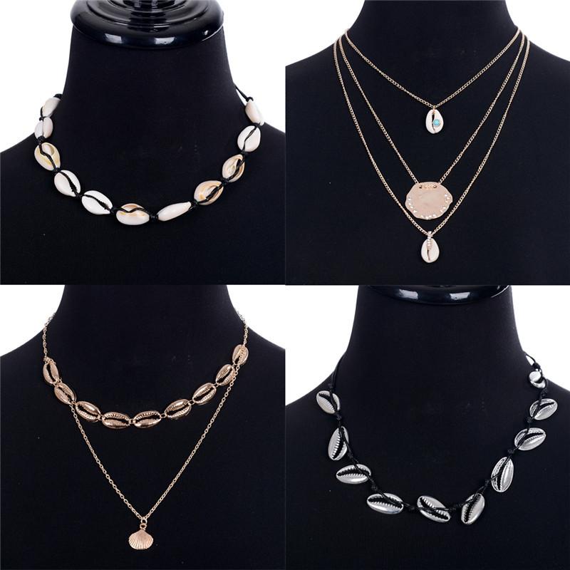 Pendant Necklaces Imixlot Boho Shell Beach Necklace Jewelry Versatile Simple Personality 4 Styles Choker Chain Fashion Women Pendants