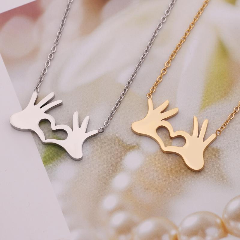 Pendant Necklaces Jewelry Femme Simple Style Love Shape Gesture OK Long For Women Clavicle Chain Choker Gift To Girl