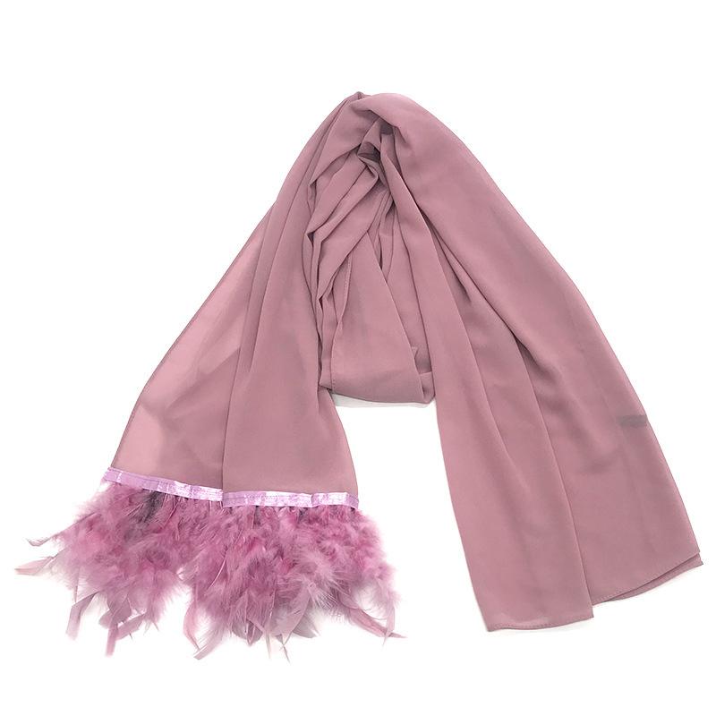 Scarves 1PC 180cm X 70cm Long Chiffon Feather Women&#039;s & Wraps 10 Color Winter Soft Warm Accessories Scarf Femme Neck