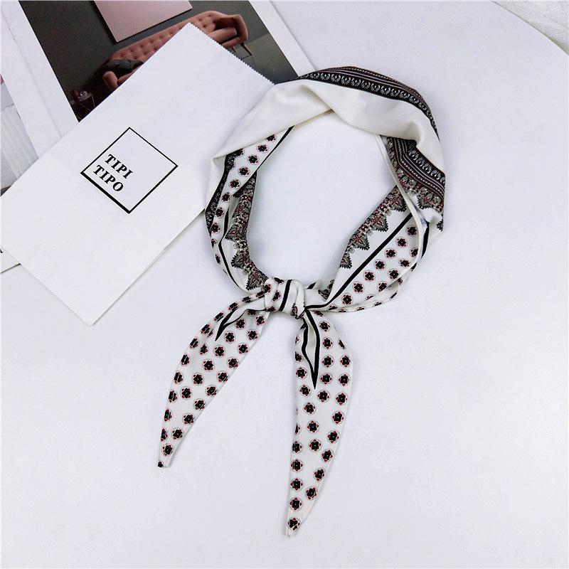 Scarves Women Summer Silk Scarf Solid Color Neckerchief Small Triangle Hair Wraps