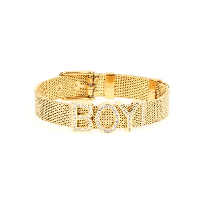 Charm Bracelets Fashion High Quality Letter Bracelet Stainless Steel Watchband For BOY Birthday Gift Wholesale - Drop