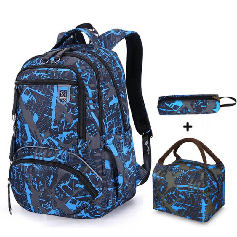 School Bags Waterproof Oxford High Backpacks For Boys Teens Bookbag Print Set Travel Daypack Teenagers Schoolbag