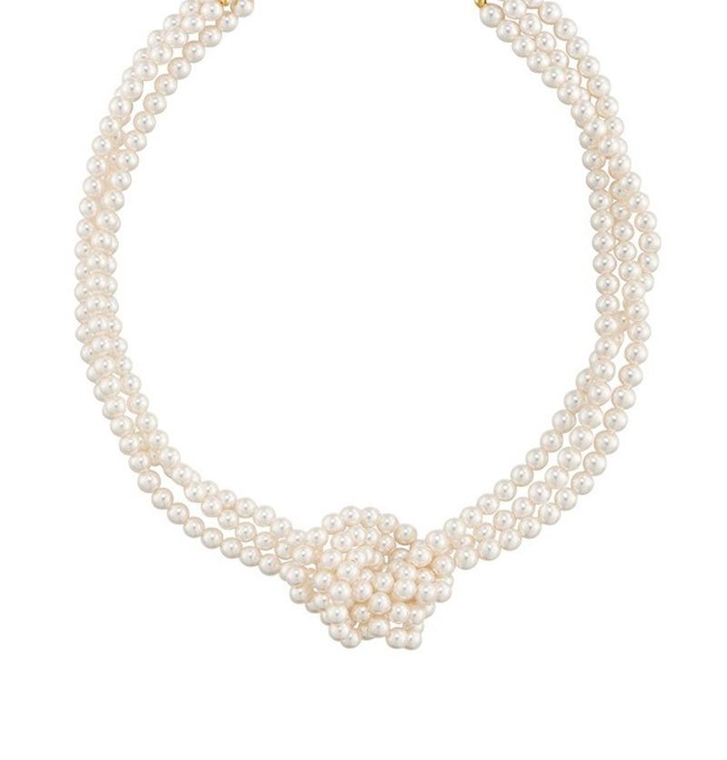 Chokers Three Layer Knotted Shell Pearl Necklace Is In Europe And America. The Pure Handmade