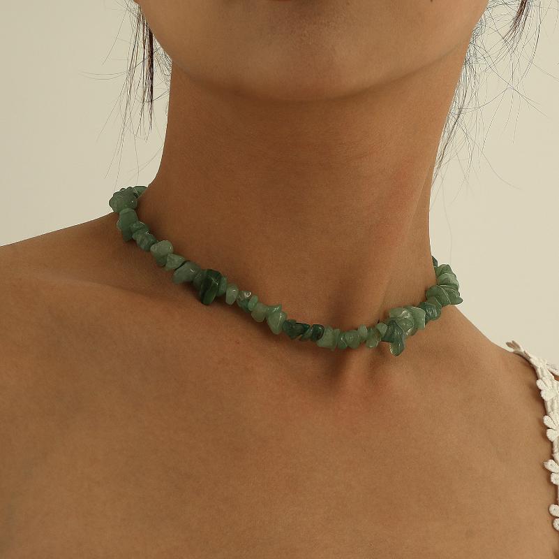 Chokers Irregular Stone Choker Necklace For Women Green 2021 Fashion Jewelry Short Female Clavicle Chain Simple