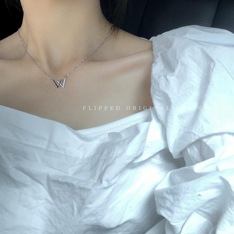 Chokers Korean Fashion Silver Color Letter Necklace For Women 2021 Punk Simple Statement W Zirconia Pendant Choker Vintage Jewelry