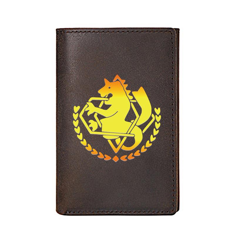 Wallets Arrivals Fullmetal Alchemist Genuine Leather Wallet For Men Business Card Holders Male Purses Short Money Bags
