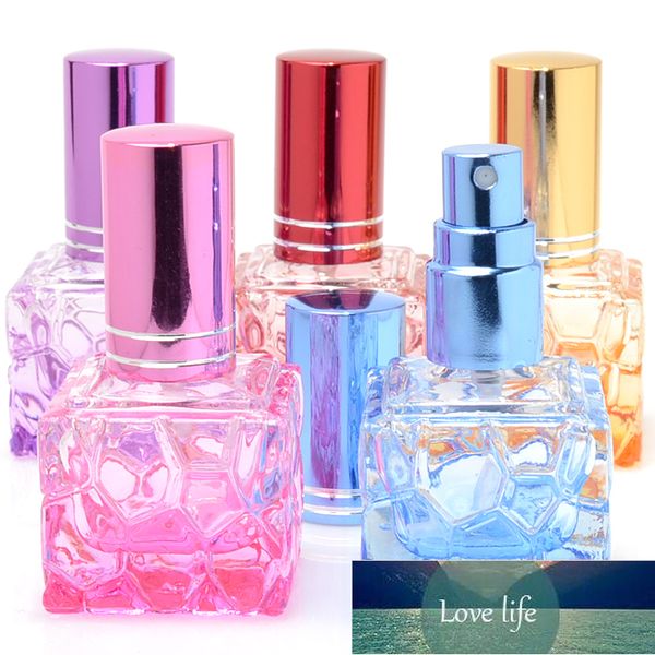 Perfume Refillable Bottle 7 ML Mist Atomizer Water Cube Shape Cosmetic Container Colorful Glass Decoration Spray Pump