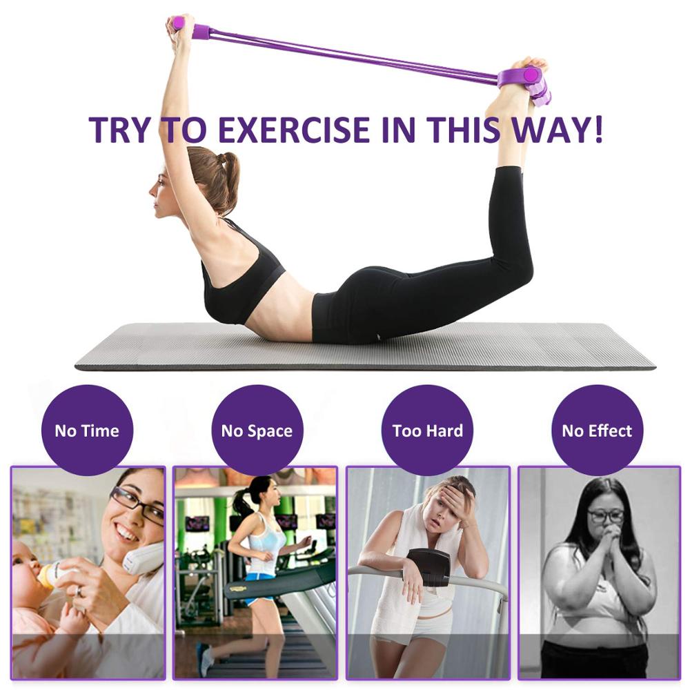 Multifunction Pedal Resistance Band Multifunctional Fitness Equipment Home Abdomen Pull Rope Sit-ups 4 Tube Thick Yoga Rope