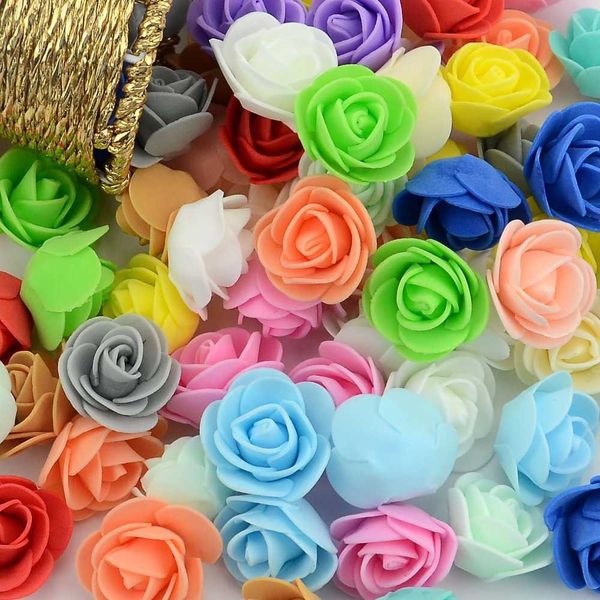 500PCS Mini PE Foam Rose Flower Head Artificial Rose Flowers Handmade DIY Wedding Home Decoration Festive & Party Supplies 210624