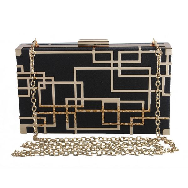 Fashion Evening Bag 2021 Summer Metal Hollowed Out Glittering Powder Chain Small Square Gretel Dinner Banquet Dress Hand
