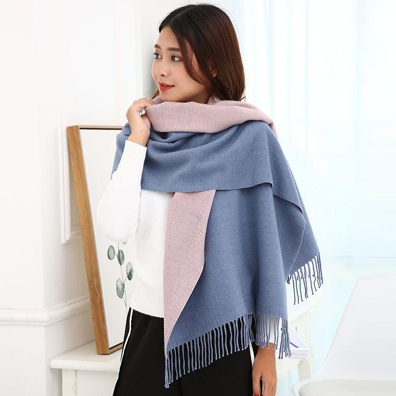 Scarves 2021 Sale Long Stream Sushi Cashmere Material Woman Spell Color Scarf Two Sides Can Keep Warm Neck Shawl Factory Wholesale