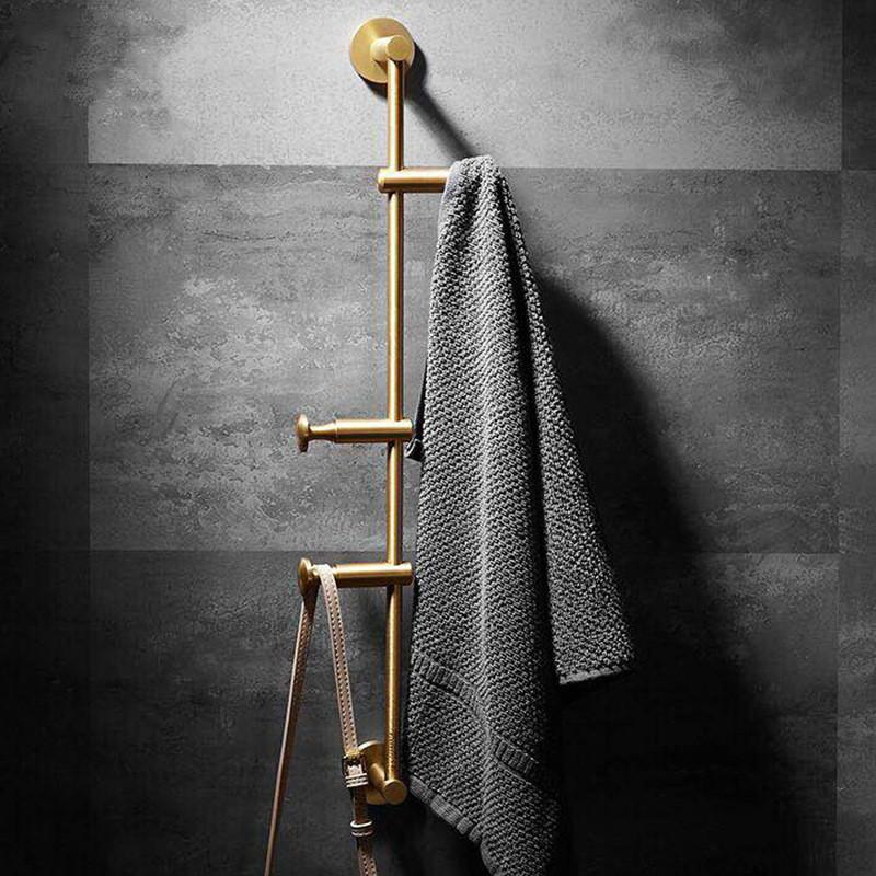 Towel Racks Solid Brass Coat Rack Free Adjustment, Wall Mount Hooks With 3-5 For Hats, Scarves, Clothes Handbags WF109