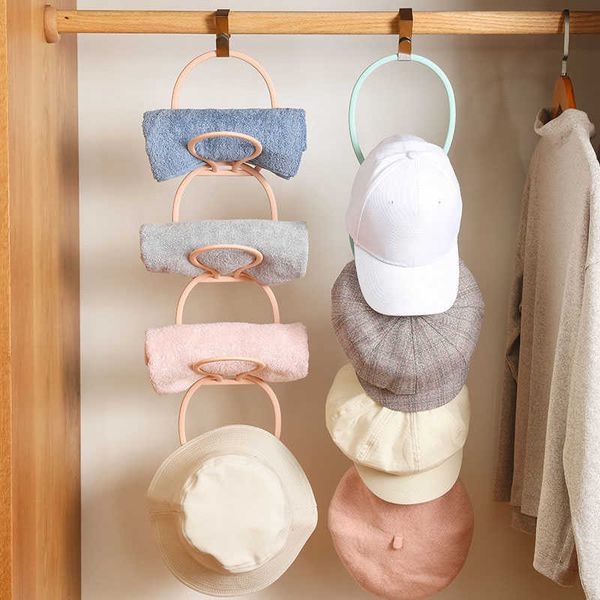 4-6pcs Baseball Cap Door Hanging Rack Hat Display Holder Door Closet Clothes Scarf Towel Round Storage Shelf Home Organizers 210705