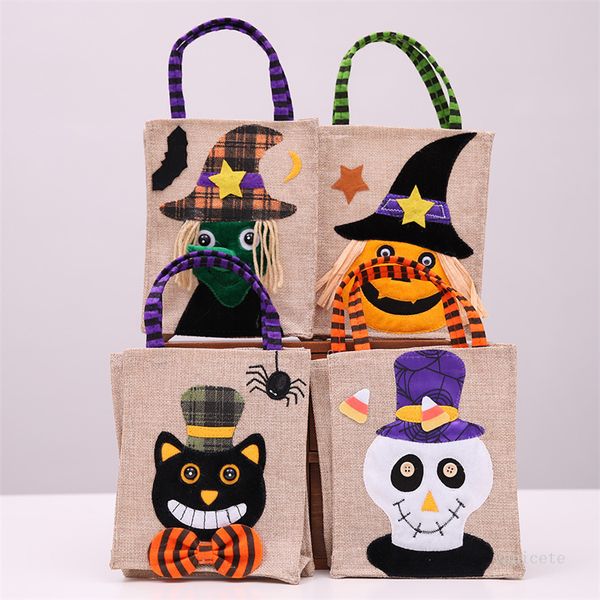 26*15cm Halloween Linen Tote Bag party Supplies Pumpkin Candy Storage Bags 4 Styles Halloweens Decoration Handbag T9I001370